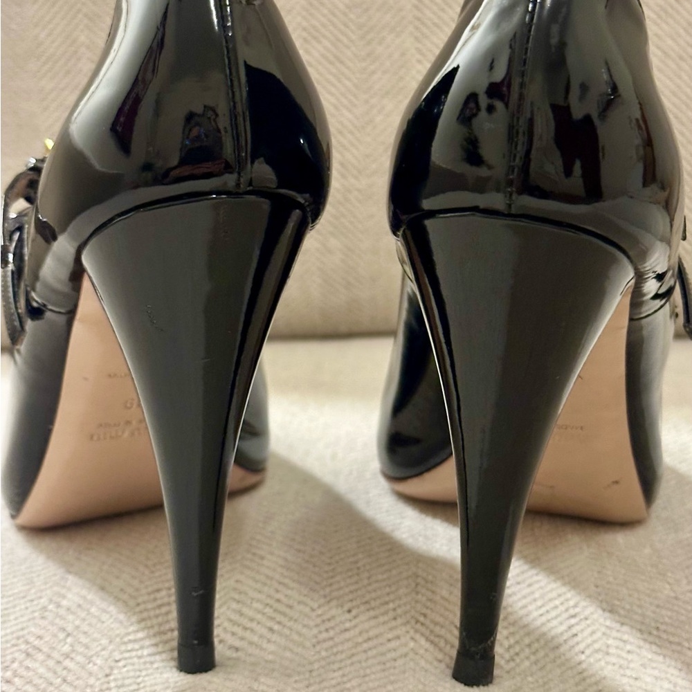 Miu Miu Black Patent Leather Strappy Open Toe Heels - Picture 4 of 16